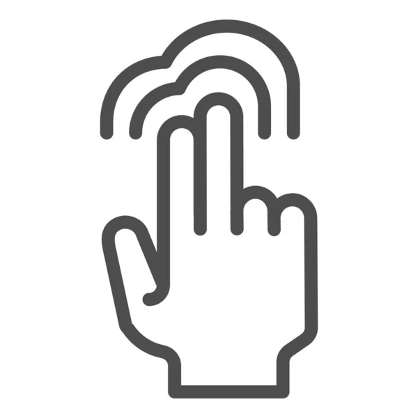 Hand dubbelklicka linje ikon. Dubbel kran vektor illustration isolerad på vitt. Två fingrar klicka skissera stil design, utformad för webb och app. Eps 10. — Stock vektor