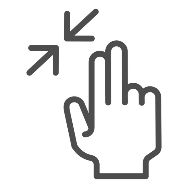 İki parmak yakınlaştırma çizgi simgesi. Beyaz üzerinde izole edilmiş yeniden boyutlandırma vektör illüstrasyonunu kullan. Web ve uygulama için elle tıklama tasarımı. Eps 10. — Stok Vektör