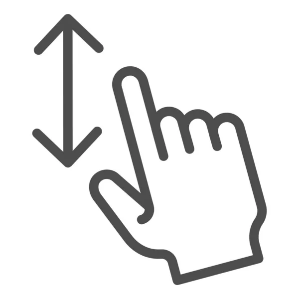 Icona verticale della linea scoll. Illustrazione vettoriale a scorrimento di un dito isolato su bianco. Design dello stile di contorno gestuale, progettato per web e app. Eps 10 . — Vettoriale Stock