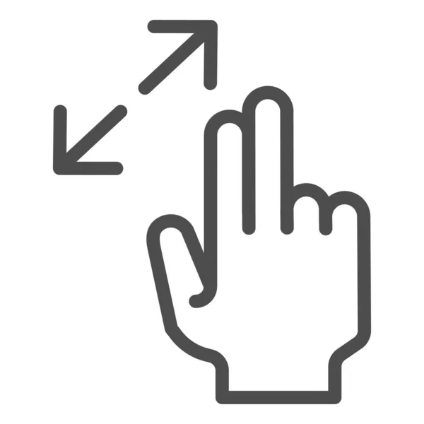 Cambiar el tamaño del icono de la línea de gesto. Zoom en ilustración vectorial aislado en blanco. Deslice el diseño de estilo de contorno de gesto, diseñado para web y aplicación. Eps 10 . — Vector de stock