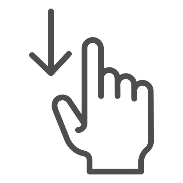 Scorri verso il basso l'icona della linea. Gesti touch screen illustrazione vettoriale isolata su bianco. Scorrere verso il basso lo stile di progettazione contorno, progettato per il web e app. Eps 10 . — Vettoriale Stock