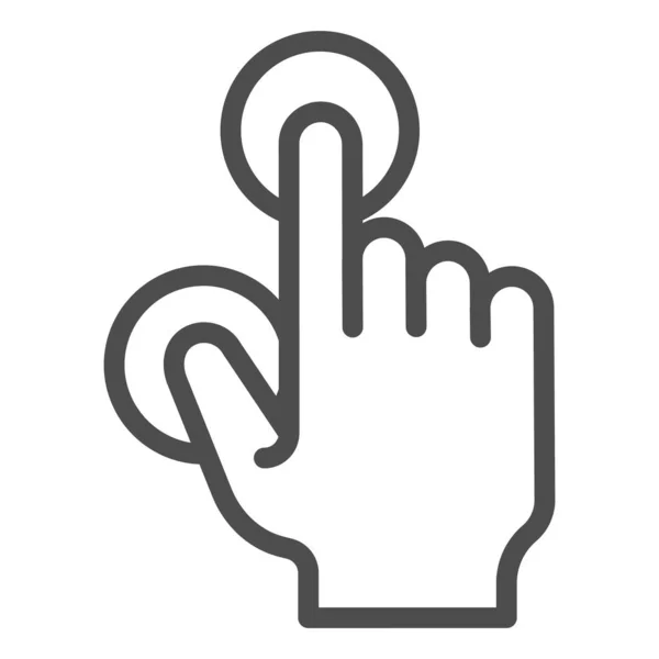 Två fingrar vidrör ikonen. Flera beröring vektor illustration isolerad på vitt. Tryck på skissera stil design, utformad för webb och app. Eps 10. — Stock vektor