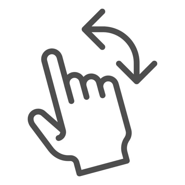 Sväng vänster gest linje ikon. Svep vektor illustration isolerad på vitt. Snärta till vänster skissera stil design, utformad för webb och app. Eps 10. — Stock vektor