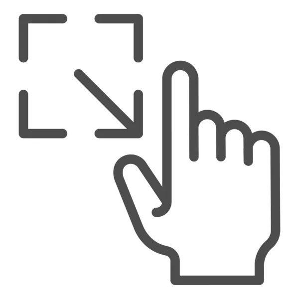 Verkleinen gebaar lijn pictogram. Vergroot touch screen vector illustratie geïsoleerd op wit. Klik op outline style design, ontworpen voor web en app. Eps 10. — Stockvector