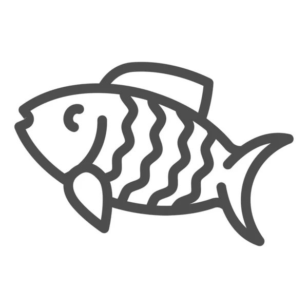 Ícone de linha de peixe. Ilustração vetorial animal isolada sobre branco. Design de estilo de esboço de frutos do mar, projetado para web e aplicativo. Eps 10 . —  Vetores de Stock