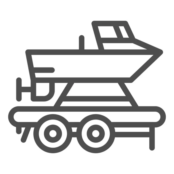 Barca su un'icona della linea di rimorchio. Barche trasporto vettoriale illustrazione isolata su bianco. Trasporto di un disegno di stile del profilo della nave, progettato per il web e l'app. Eps 10 . — Vettoriale Stock