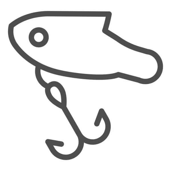 Pescado con gancho icono de línea. Ilustración vectorial gancho pesca aislado en blanco. Diseño de estilo de contorno de ángulo, diseñado para web y aplicación. Eps 10 . — Vector de stock