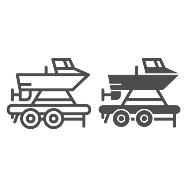 Boot auf einer Anhängerschnur und Glyphen-Symbol. Boote Transport Vektor Illustration isoliert auf weiß. Transport eines Schiffskizzendesigns, das für Web und App entwickelt wurde. Eps 10. — Stockvektor