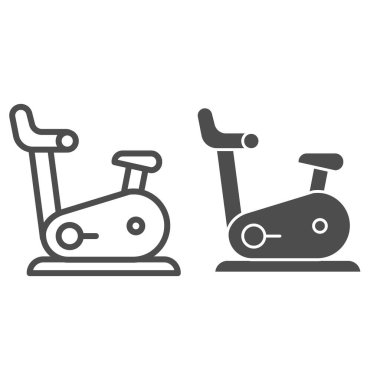 Bisiklet ipi ve sembol üzerinde çalış. Jimnastik bisikleti çizimi beyaza izole edilmiş. Fitness tasarımı, web ve uygulama için tasarlandı. Eps 10.