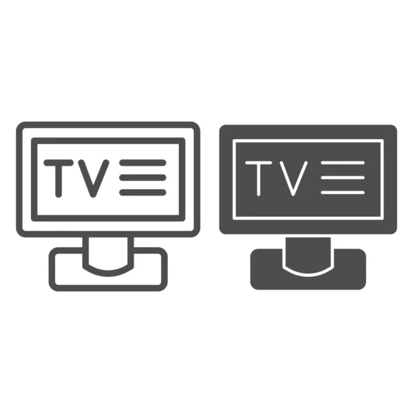 Γραμμή τηλεόρασης και εικονίδιο glyph. Τηλεοπτική διανυσματική απεικόνιση απομονωμένη σε λευκό. Εμφάνιση σχεδίασης στυλ περίγραμμα, σχεδιασμένο για web και app. Eps 10. — Διανυσματικό Αρχείο