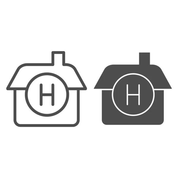 Hotelová linka a ikona glyfu. Vektorová ilustrace domu izolovaná na bílém. Architektonický návrh osnovy, navržený pro web a aplikaci. Eps 10. — Stockový vektor