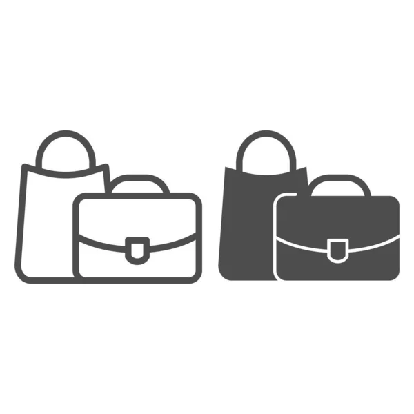 Linha de bagagem e ícone de glifo. Ilustração vetorial de sacos isolados em branco. Design de estilo de contorno de bagagem, projetado para web e aplicativo. Eps 10 . —  Vetores de Stock