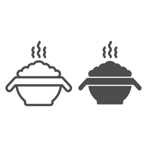 热粥线和象形文字。用白色孤立的食物载体图解的碗.为网页和应用程序设计的膳食设计大纲。Eps 10. — 图库矢量图片