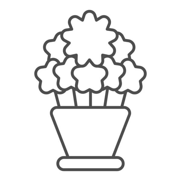 Flor en maceta icono de línea delgada. Ilustración de vectores vegetales aislados en blanco. Diseño de estilo de contorno floral, diseñado para web y app. Eps 10 . — Archivo Imágenes Vectoriales
