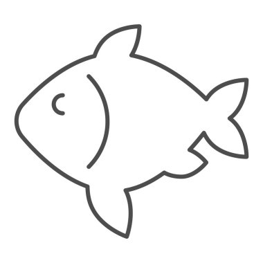 Sazan balığı ince çizgi ikonu. Deniz ürünleri illüstrasyonu beyaza izole edildi. Gıda tasarımı, web ve uygulama için tasarlanmış. Eps 10.