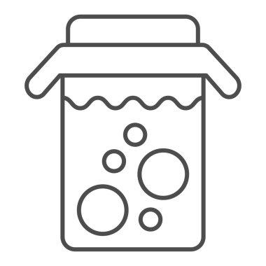 Kavanoz ince çizgi ikonunda detoks kokteyli. Sağlıklı içecek vektör illüstrasyonu beyaza izole edildi. İçecek tasarımı tasarımı, web ve uygulama için tasarlandı. Eps 10.