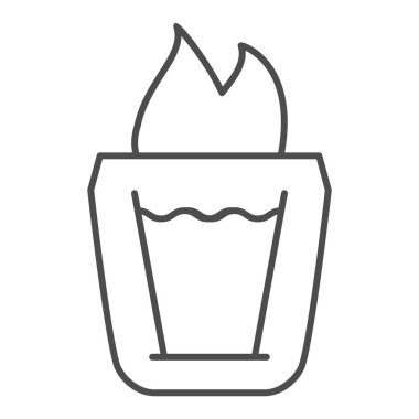 B-52 kokteyl ince çizgi ikonu. Yanan kokteyl vektör çizimi beyaza izole edildi. Alkol tasarımı, web ve uygulama için tasarlanmış. Eps 10.