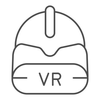 VR gözlükleri ince çizgi simgesi. Vr maskeli vektör çizimi beyaza izole edildi. Sanal gerçeklik gözlükleri tasarım tasarımı, web ve uygulama için tasarlanmıştır. Eps 10.