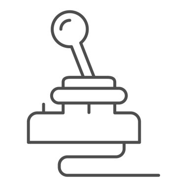 Retro joystick ince çizgi simgesi. Oyun girdi pad vektör illüstrasyonu beyazda izole edildi. Oyun konsolu tasarımı, web ve uygulama için tasarlandı. Eps 10.