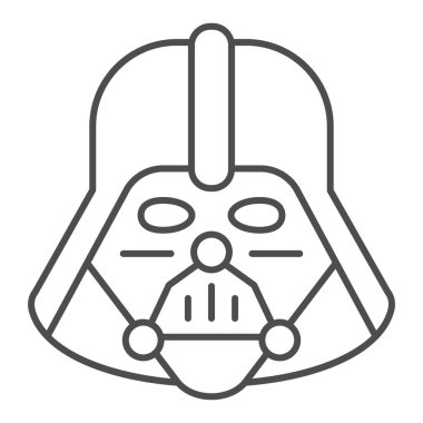 Darth Vader ince çizgi simgesi. Yıldız Savaşları vektör çizimi beyaza izole edildi. Uzay karakteri tasarımı, web ve uygulama için tasarlandı. Eps 10.