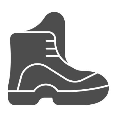 Sağlam bir simge. Ayakkabı vektörü çizimi beyaza izole edilmiş. Yürüyüş botları kabartma tasarımı, ağ ve uygulama için tasarlanmış. Eps 10.