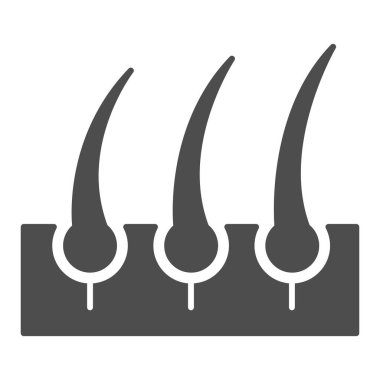 Tüylü saç katı bir ikon. Beyaz renkte traş vektörü çizimi. Saç ve deri kabartma tasarımı, ağ ve uygulama için tasarlanmış. Eps 10.