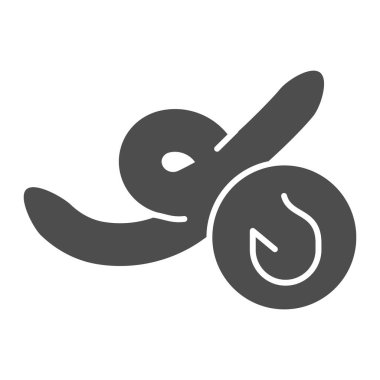 Solucan ve kanca katı bir ikon. Balık yemi illüstrasyonu beyazda izole edilmiş. Solucan yemi kabartma tasarımı, ağ ve uygulama için tasarlanmış. Eps 10.