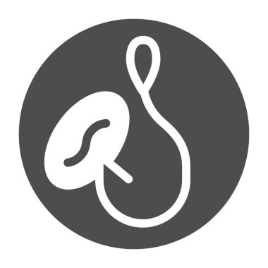 Balık yemi katı bir ikon. Kancadaki yem beyaz üzerine izole edilmiş. Fishhook kabartma tasarımı, web ve uygulama için tasarlandı. Eps 10.