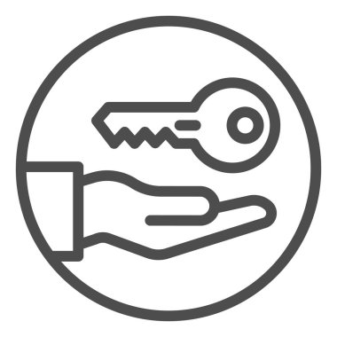 Anahtar el çizgisi simgesi. Beyazda izole edilmiş vektör çizimi sağlanıyor. Güvenlik tasarımı, web ve uygulama için tasarlanmış. Eps 10.