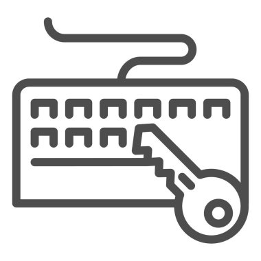 Klavye ve anahtar satırı simgesi. Klavye koruma vektör çizimi beyaza izole edildi. Anahtar güvenlik tasarımı, web ve uygulama için tasarlandı. Eps 10.