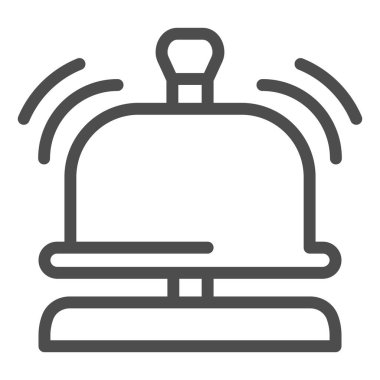 Resepsiyon çan hattı simgesi. Otel çan çizimi beyaza izole edildi. Ses alarmı tasarımı, web ve uygulama için tasarlandı. Eps 10.