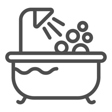 Banyo çizgisi simgesi. Duş vektörü çizimi beyaza izole edildi. Küvet tasarımı, web ve uygulama için tasarlanmış. Eps 10.