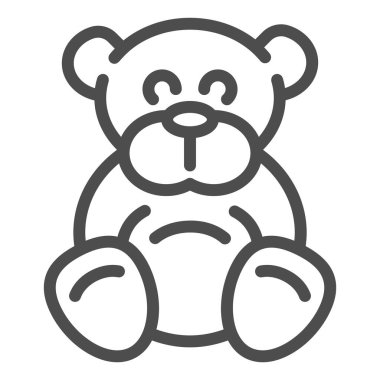 Oyuncak ayı çizgi ikonu. Pelüş oyuncak vektör çizimi beyaza izole edildi. Ted tasarım tasarımı, web ve uygulama için tasarlandı. Eps 10.