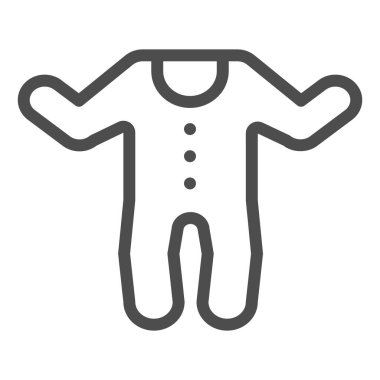 Bebek tulumu çizgisi ikonu. Çocuğun tulumu beyaza izole edilmiş vektör çizimi. Bebek kıyafetleri tasarımı, web ve uygulama için tasarlanmış. Eps 10.