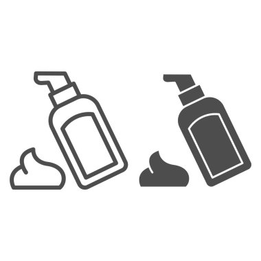 Vücut losyonu ve sembol. Kozmetik şişe çizimi beyaza izole edilmiş. Cilt bakımı tasarımı, web ve uygulama için tasarlandı. Eps 10.