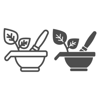 Bitkisel kozmetik çizgisi ve sembol. Doğal kozmetik vektör çizimi beyaza izole edilmiş. Web ve uygulama için tasarlanmış eko tabela tasarımı tasarımı ile bowling ve fırça. Eps 10.