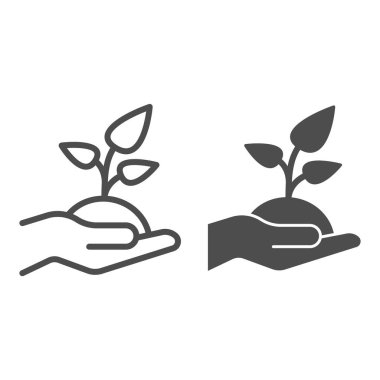 El çizgisi ve sembol ekin. El vektör illüstrasyonundaki filiz beyaza izole edilmiş. Kol ve yaprak tasarımı tasarımı, web ve uygulama için tasarlandı. Eps 10.