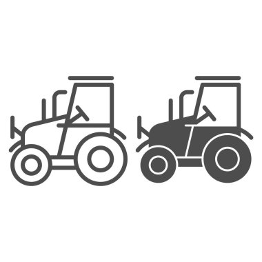 Traktör hattı ve sembol. Agrimotor vektör çizimi beyaza izole edildi. Agronomi tasarımı, web ve uygulama için tasarlanmış. Eps 10.
