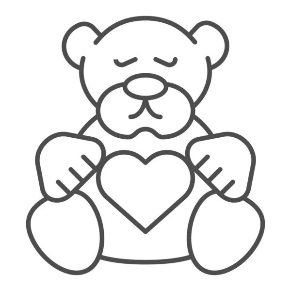 Вишневый медведь тонкой линии. Иллюстрация плюшевого вектора игрушки изолирована на белом. Дизайн детской игрушки, разработанный для веб и приложений. Eps 10 . — стоковый вектор