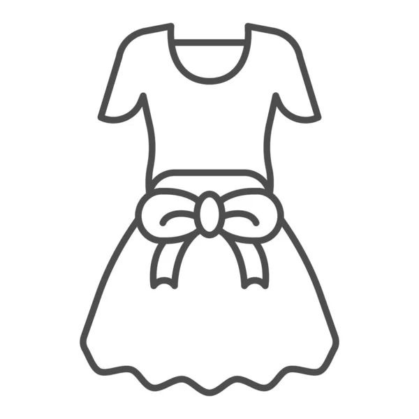 Kleid mit Schleife dünne Linie Symbol. Mädchen Kleidung Vektor Illustration isoliert auf weiß. Weibliche Kleidung umreißt das Stildesign, das für Web und App entwickelt wurde. Eps 10. — Stockvektor
