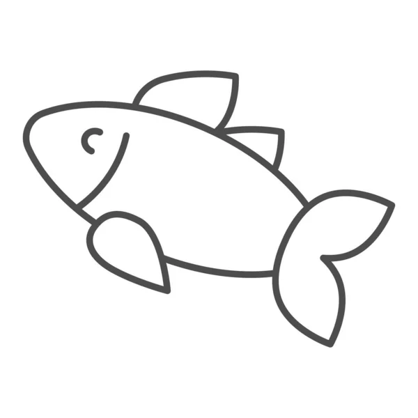 Ícone de linha fina de peixe. Ilustração do vetor alimentar isolado em branco. Design de estilo de esboço de frutos do mar, projetado para web e aplicativo. Eps 10 . — Vetor de Stock