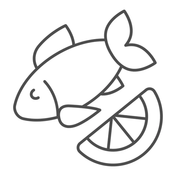 Icono de línea fina de pescado y limón. Ilustración vectorial gastronómica aislada en blanco. Diseño de estilo de bosquejo de mariscos, diseñado para web y aplicación. Eps 10 . — Archivo Imágenes Vectoriales