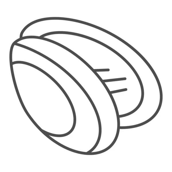 Mussel icona linea sottile. Illustrazione vettoriale Shell isolata su bianco. Design in stile contorno di frutti di mare, progettato per web e app. Eps 10 . — Vettoriale Stock