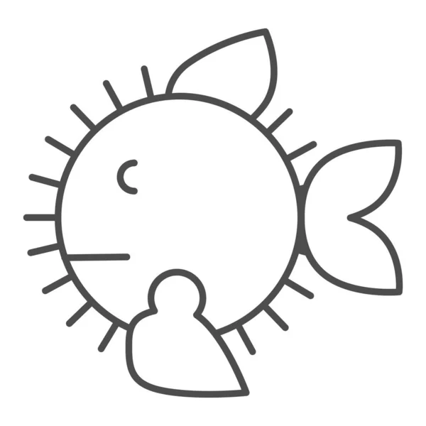 Ruff peixe ícone linha fina. Ilustração de vetor de peixe afiado isolado em branco. Design de estilo de esboço de frutos do mar, projetado para web e aplicativo. Eps 10 . — Vetor de Stock