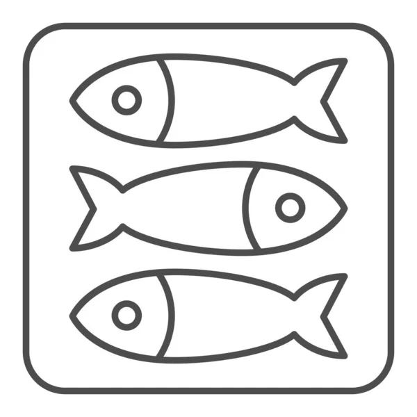 Sprat vis dunne lijn pictogram. Voedselvector illustratie geïsoleerd op wit. Design in de stijl van zeevruchten, ontworpen voor web en app. Eps 10. — Stockvector