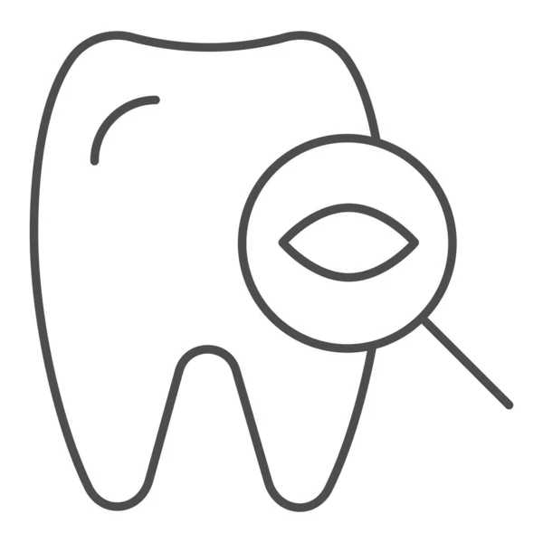 Examen dental diente delgada línea icono. Ilustración vectorial de chequeo dental aislada en blanco. Diente examinar el diseño de estilo de esquema, diseñado para la web y la aplicación. Eps 10 . — Vector de stock