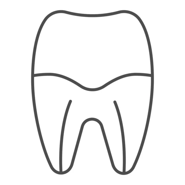 Diş kökü ve ince çizgi simgesi. Diş kanalı çizimi beyaza izole edildi. Diş sağlığı tasarımı, web ve uygulama için tasarlanmış. Eps 10. — Stok Vektör