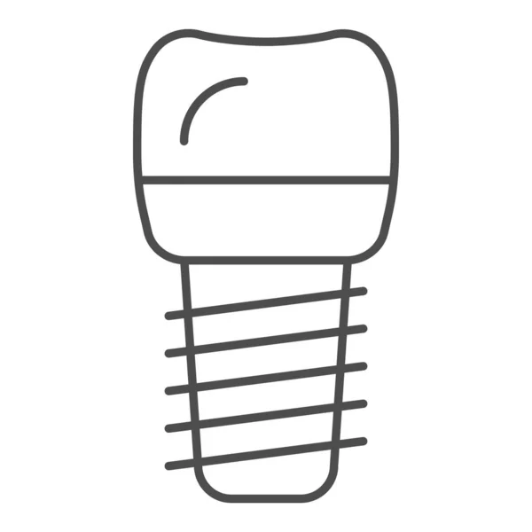 Ícone de linha fina do pino de dente. Ilustração vetorial odontológica isolada em branco. Design de estilo de contorno de implantes dentários, projetado para web e aplicativo. Eps 10 . —  Vetores de Stock