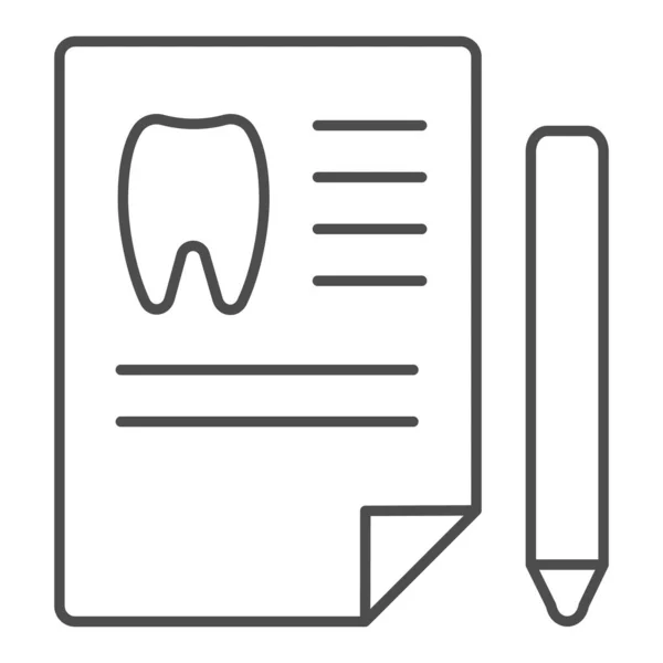 Historia del dentista icono de línea delgada. Ilustración del vector de papel médico aislado en blanco. Historia dental delinear el diseño de estilo, diseñado para la web y la aplicación. Eps 10 . — Vector de stock