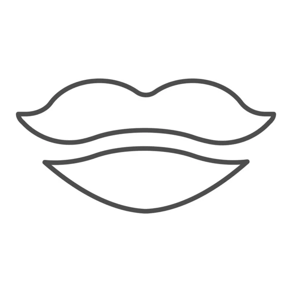 細い線のアイコンを唇します。白で分離された口ベクトル図。女の子の唇は、ウェブやアプリのために設計されたスタイルのデザインを概説します。Eps 10. — ストックベクタ